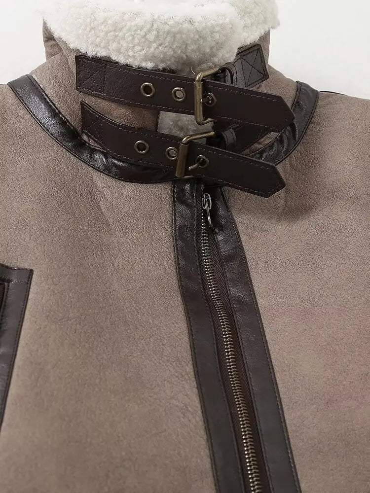 Camila® | Warm women's lambskin jacket with belt