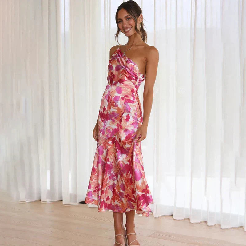 Madison | Elegant Asymmetrical Floral Midi Dress for Every Occasion