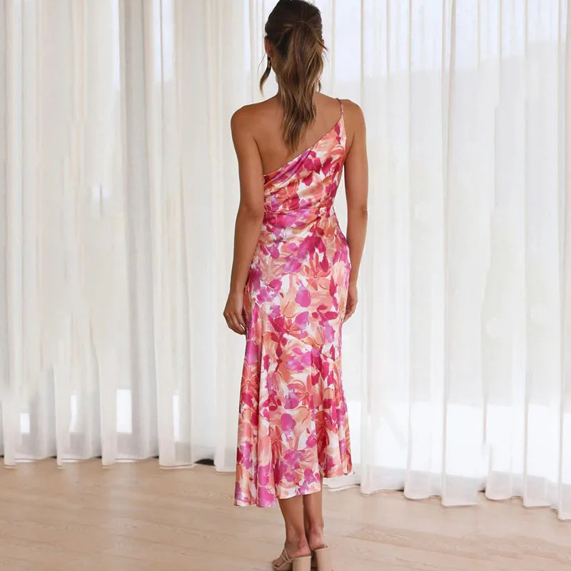 Madison | Elegant Asymmetrical Floral Midi Dress for Every Occasion