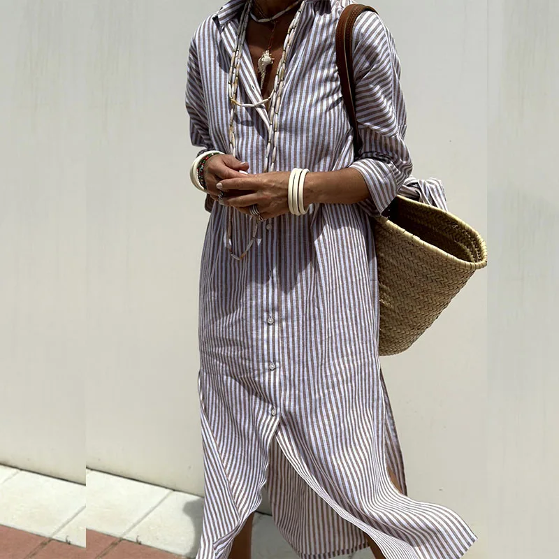Bárbara® | Elegant Striped Blouse Dress