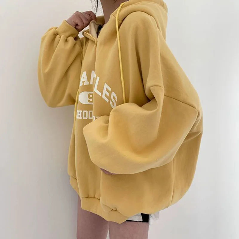 Cristina | Front printed loose hoodie for women