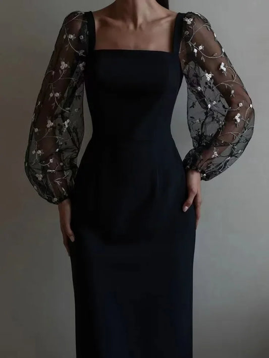 Alfonsine® | Evening And Party Dress With Square Neckline And Long Sleeves