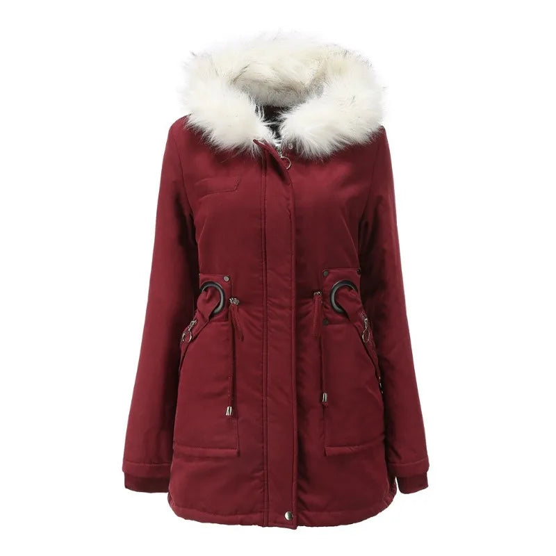 Barbara® | Half-length women's winter coat with white fur collar