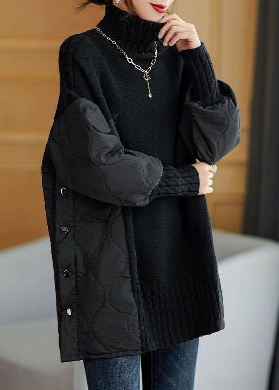 Claudia® | Simple turtleneck patchwork knit sweater