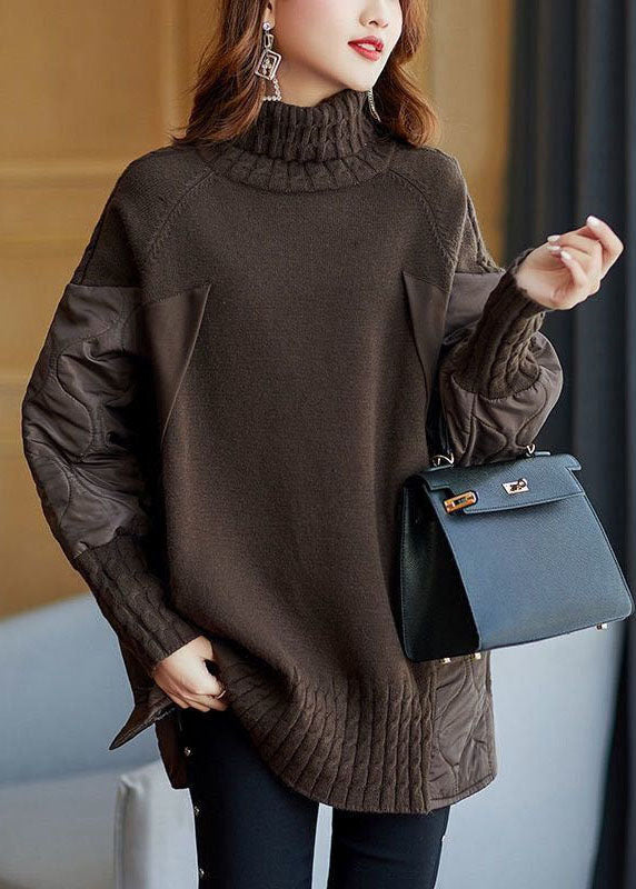 Claudia® | Simple turtleneck patchwork knit sweater