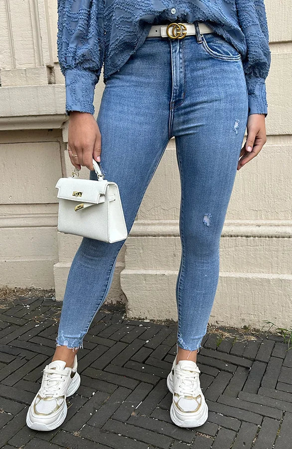 Cerys® | Skinny Jeans High Waist Damaged Light Blue for Women