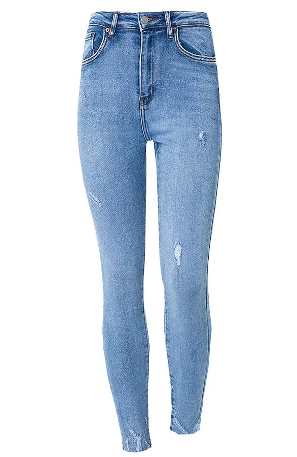 Cerys® | Skinny Jeans High Waist Damaged Light Blue for Women