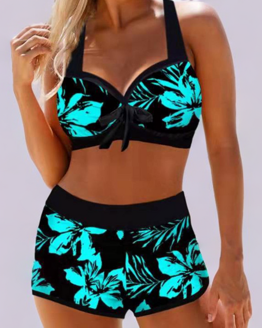 Alba® | High waist floral print swimsuit