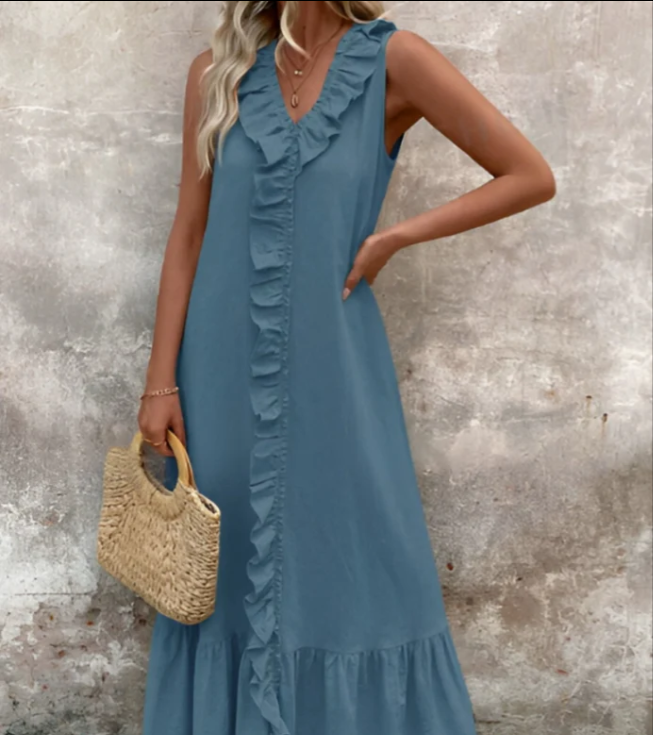 Sophie | Elegant Maxi Plissé Dress for Women