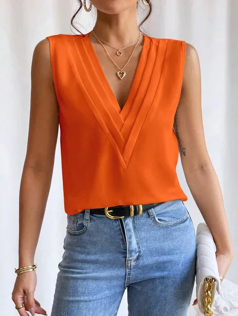 Cora® | Elegant sleeveless V-neck blouse for women