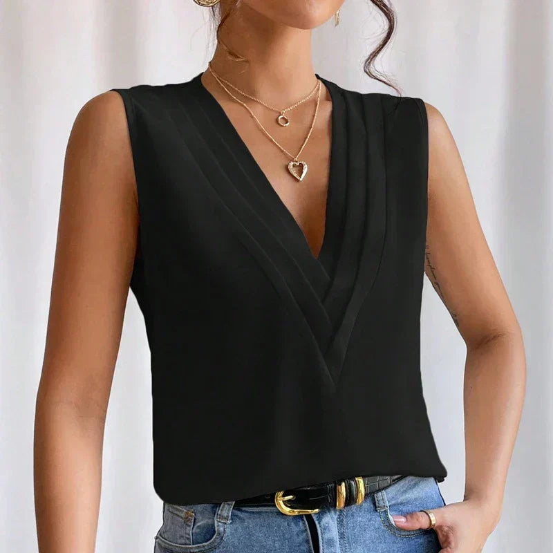 Cora® | Elegant sleeveless V-neck blouse for women