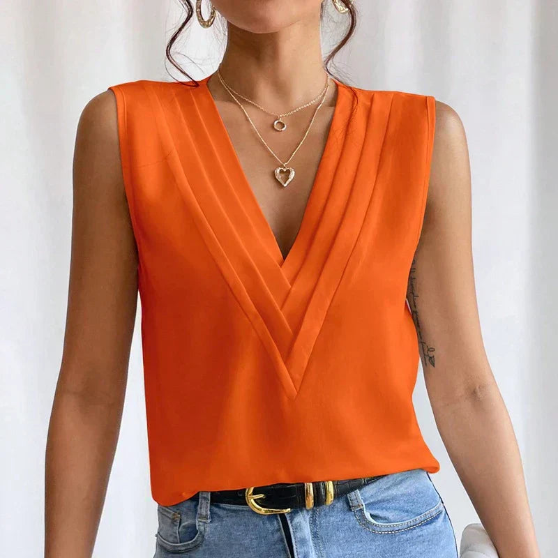 Cora® | Elegant sleeveless V-neck blouse for women