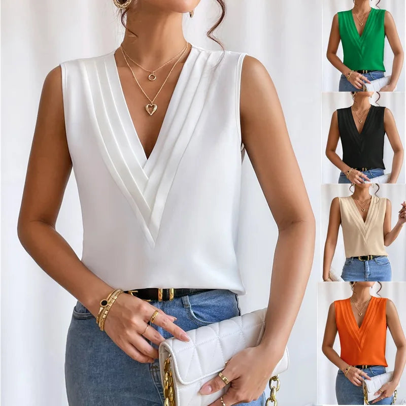 Cora® | Elegant sleeveless V-neck blouse for women