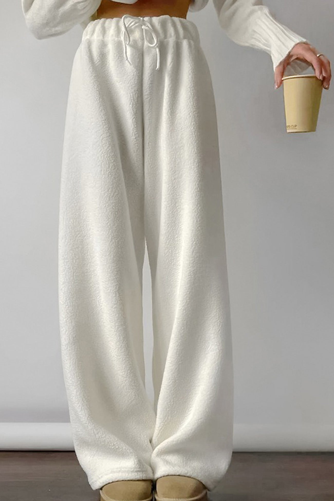 Clarisa® | Plain fleece trousers with an elastic waistband