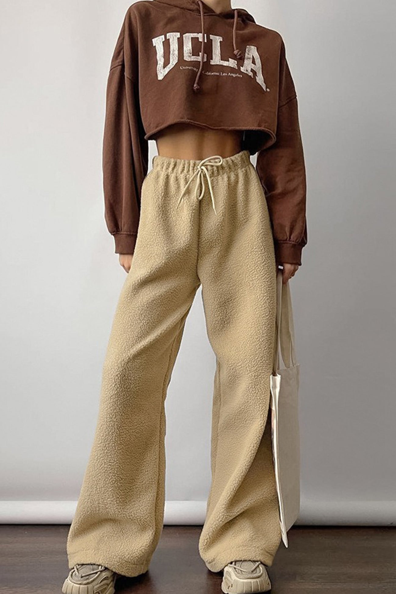 Clarisa® | Plain fleece trousers with an elastic waistband