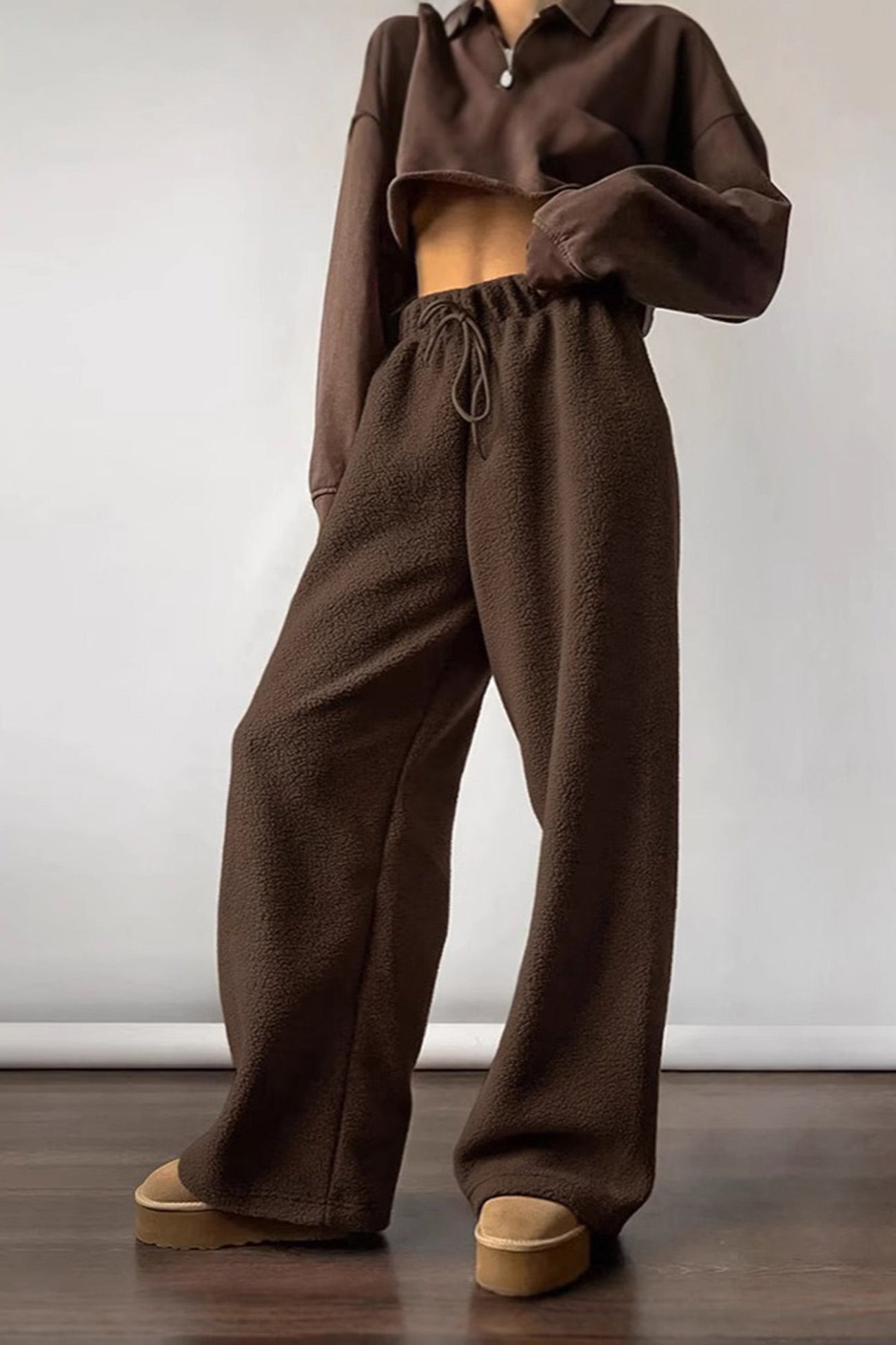 Clarisa® | Plain fleece trousers with an elastic waistband