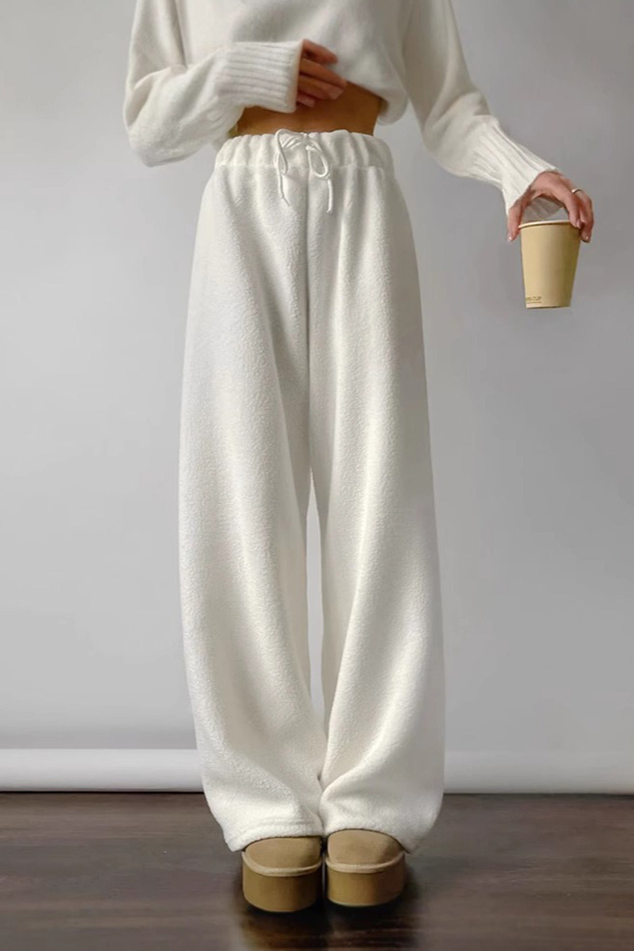 Clarisa® | Plain fleece trousers with an elastic waistband