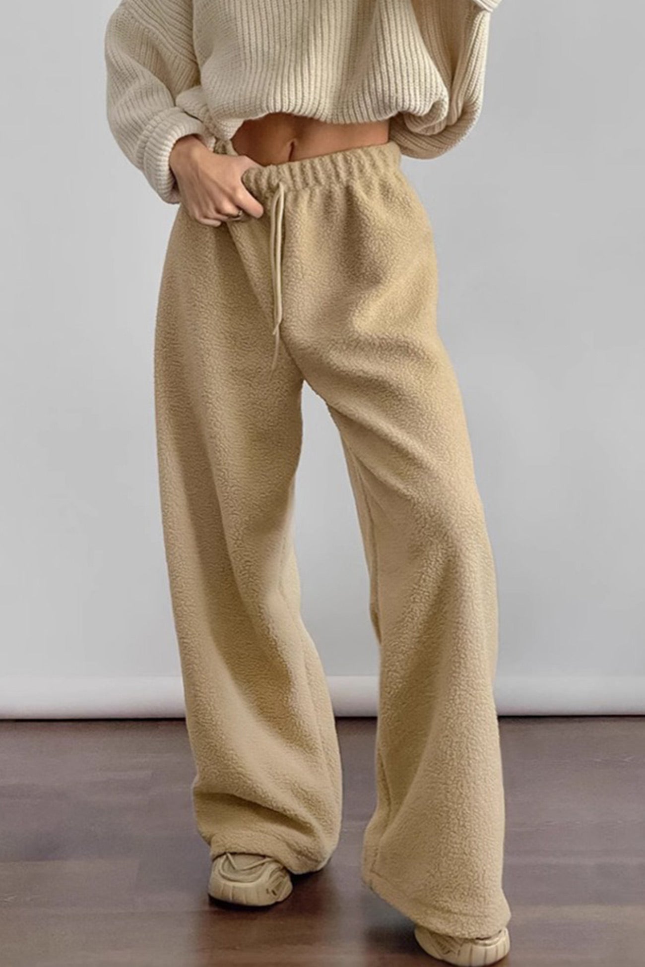Clarisa® | Plain fleece trousers with an elastic waistband