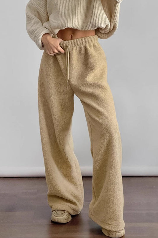 Clarisa® | Plain fleece trousers with an elastic waistband