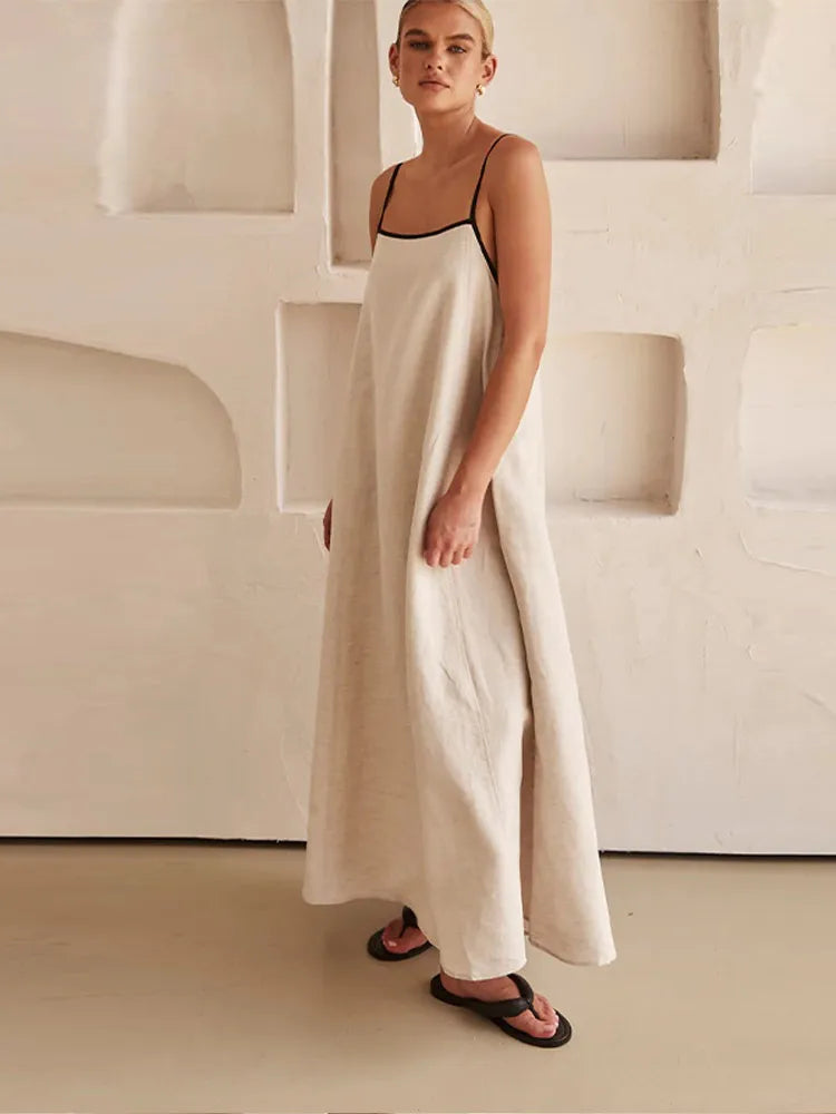 Débora® | Elegant Linen-Cotton Dress With Open Back
