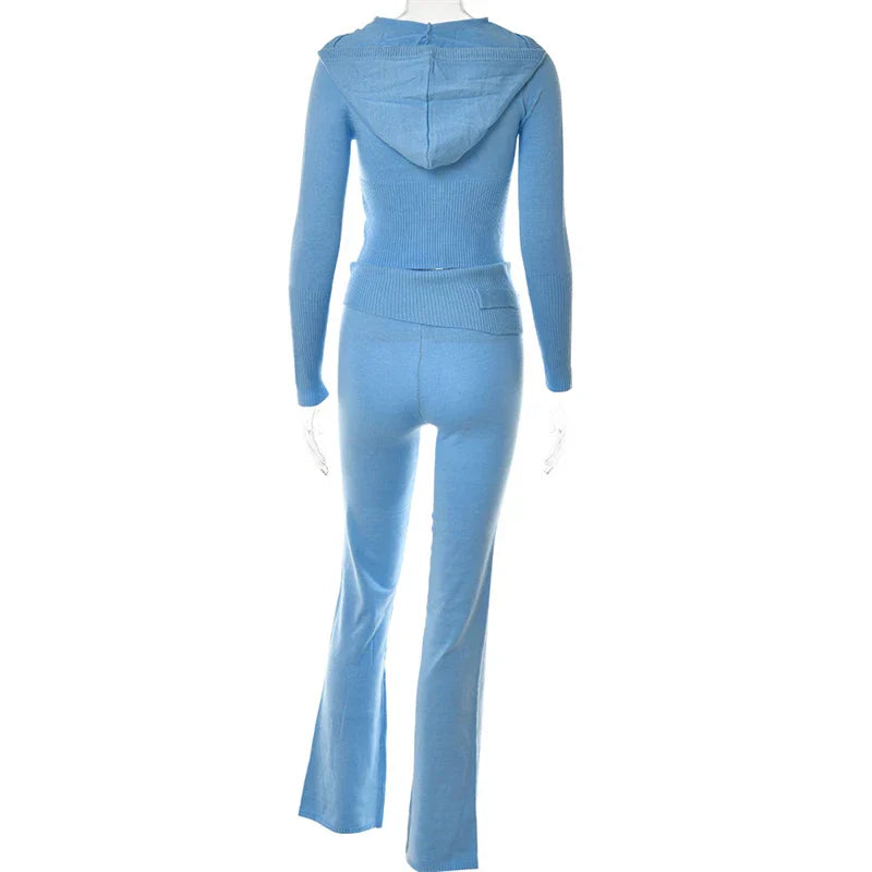 Cora® | Elastic tracksuit, crop top and flared trousers