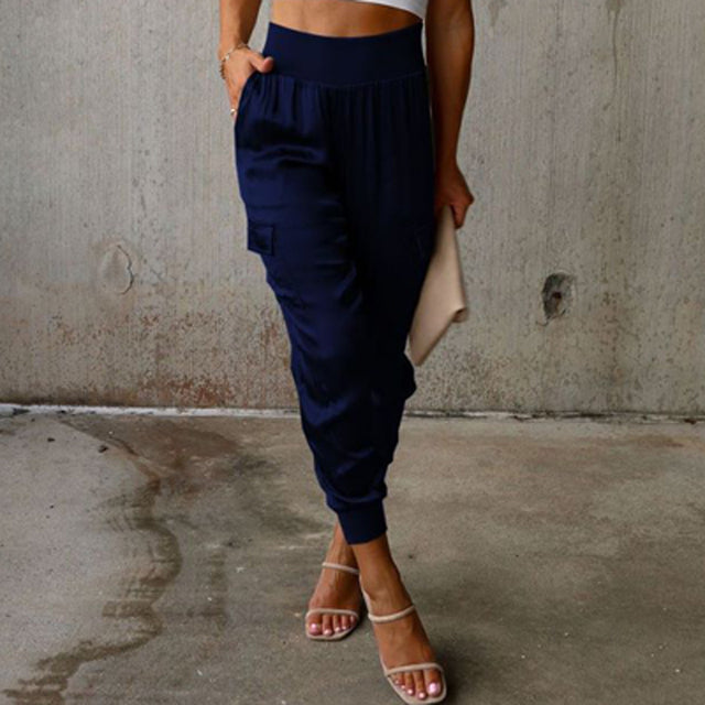 Belle® | Elegant Cargo Trousers With A Satin Shimmer