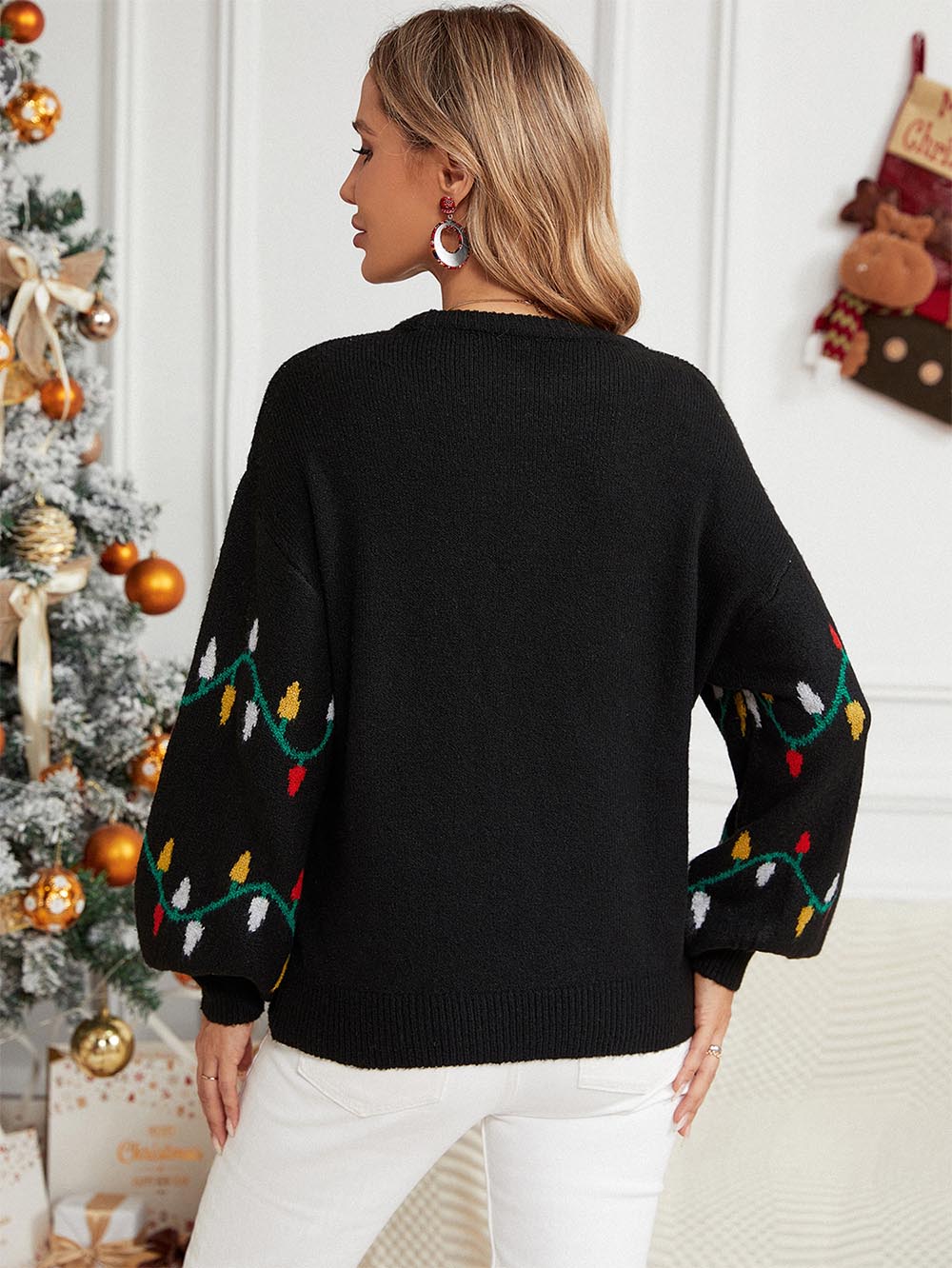 Celeste® | Cute loose Christmas sweater with colorful prints