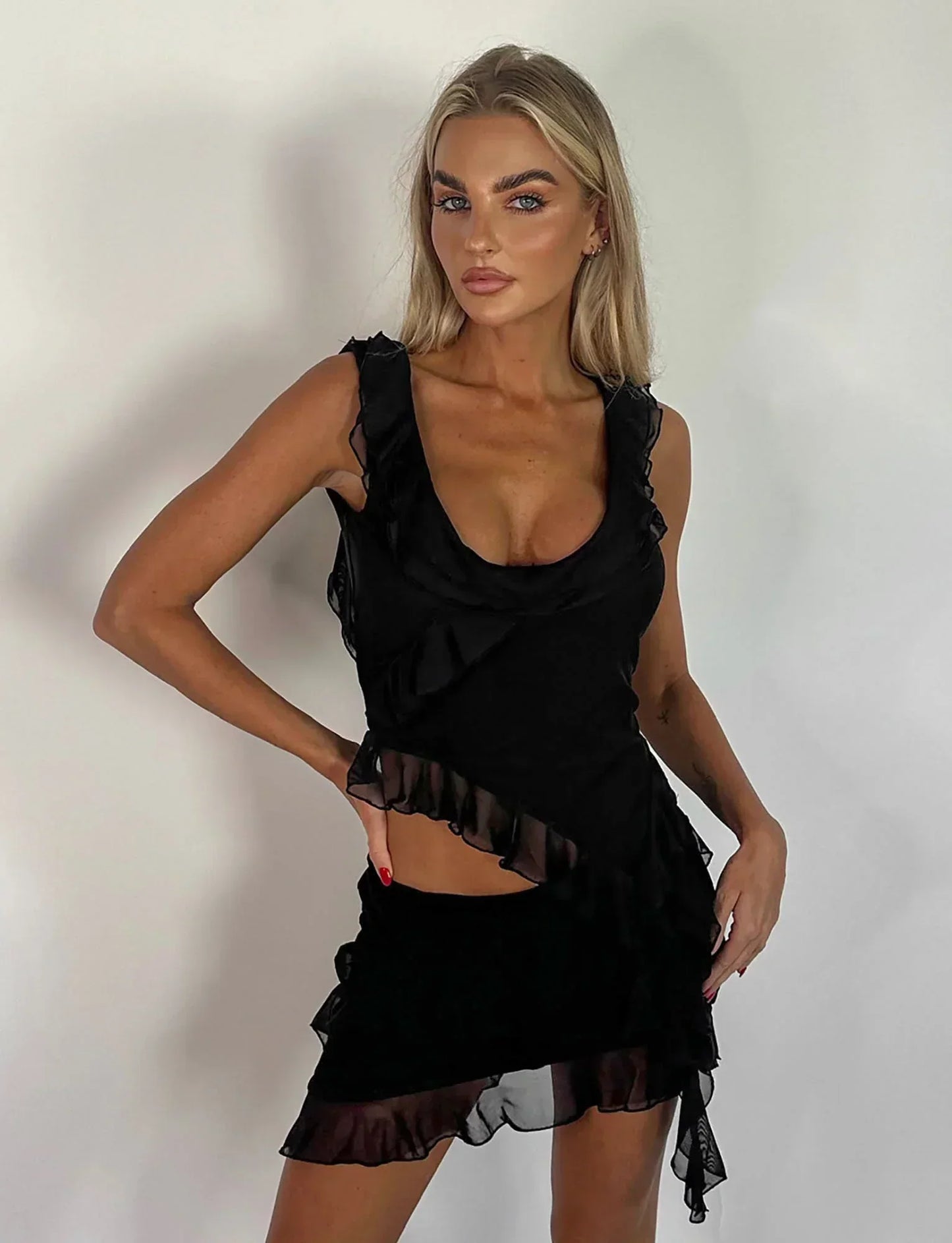Delia® | Top and skirt with ruffles