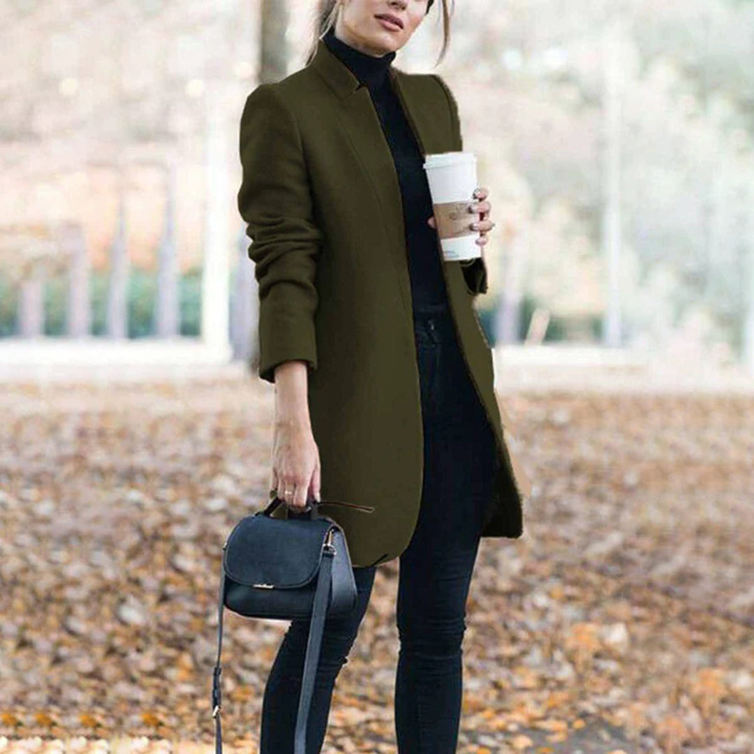 Leanne | Women's Long Collarless Coat