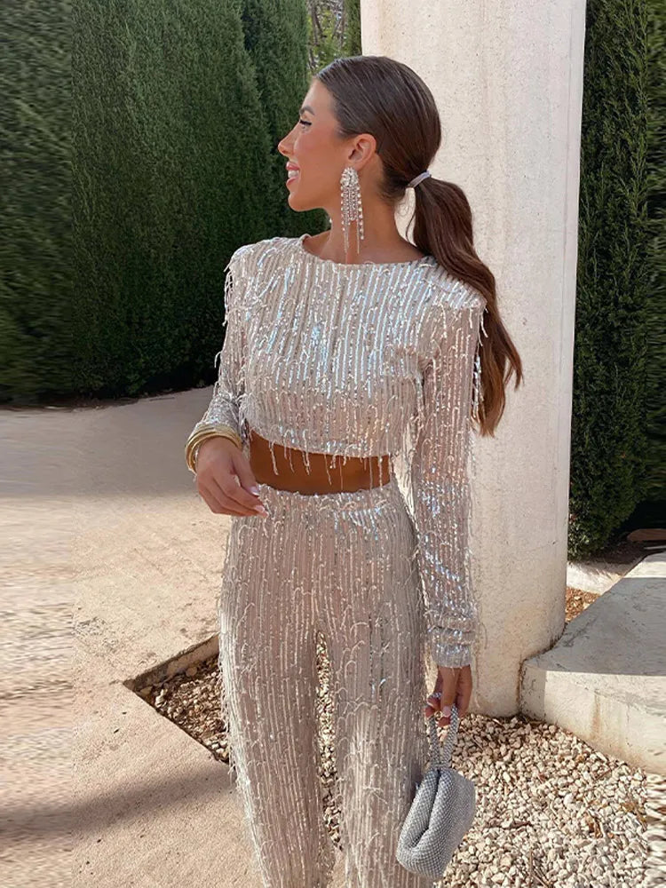 Elena | Glamorous sequin crop top