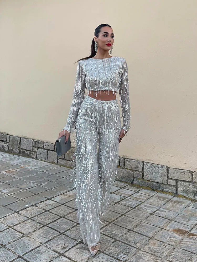 Elena | Glamorous sequin crop top