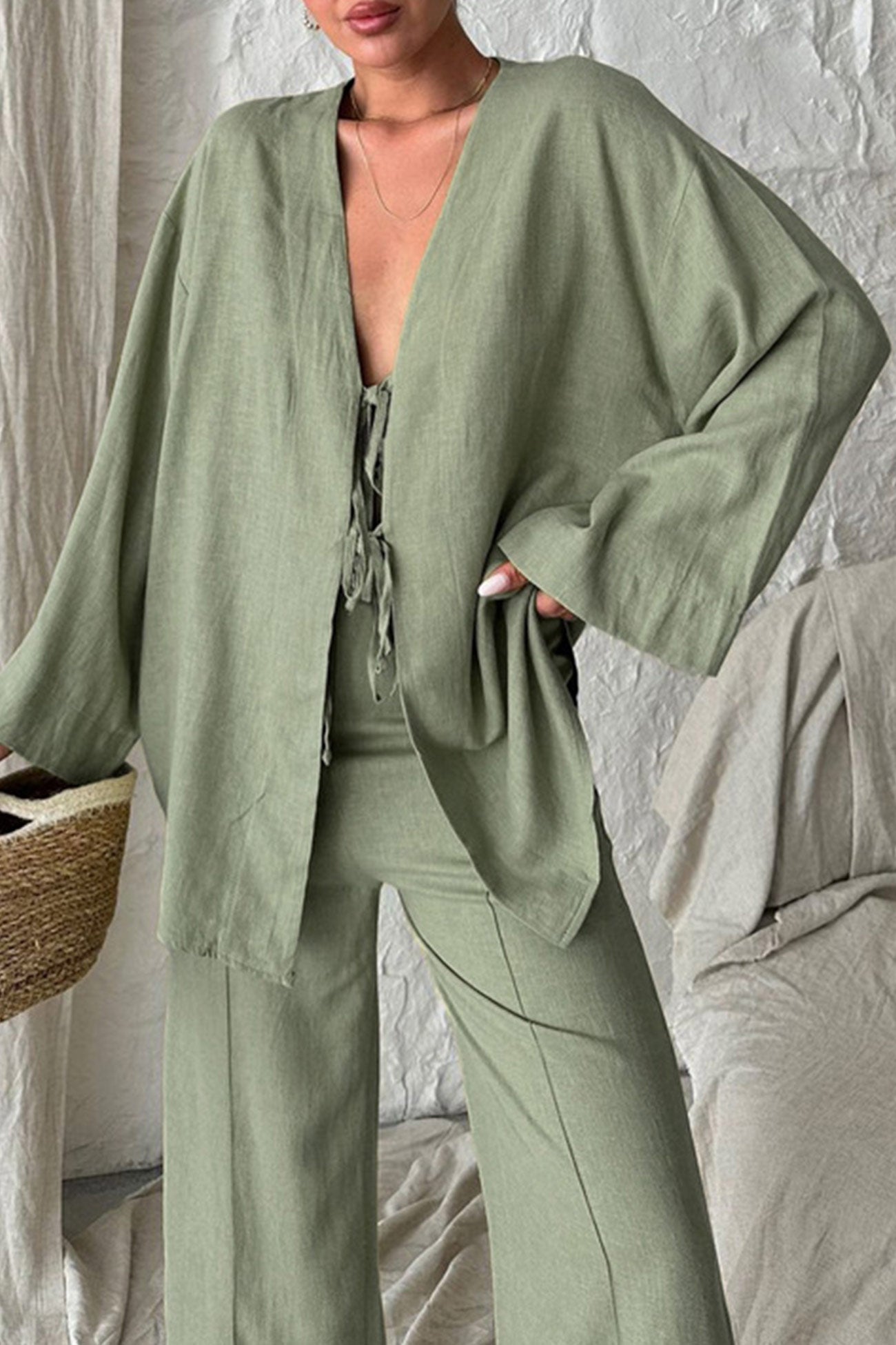 Barbara® | Long-sleeved shirt made of cotton with a lace-up front