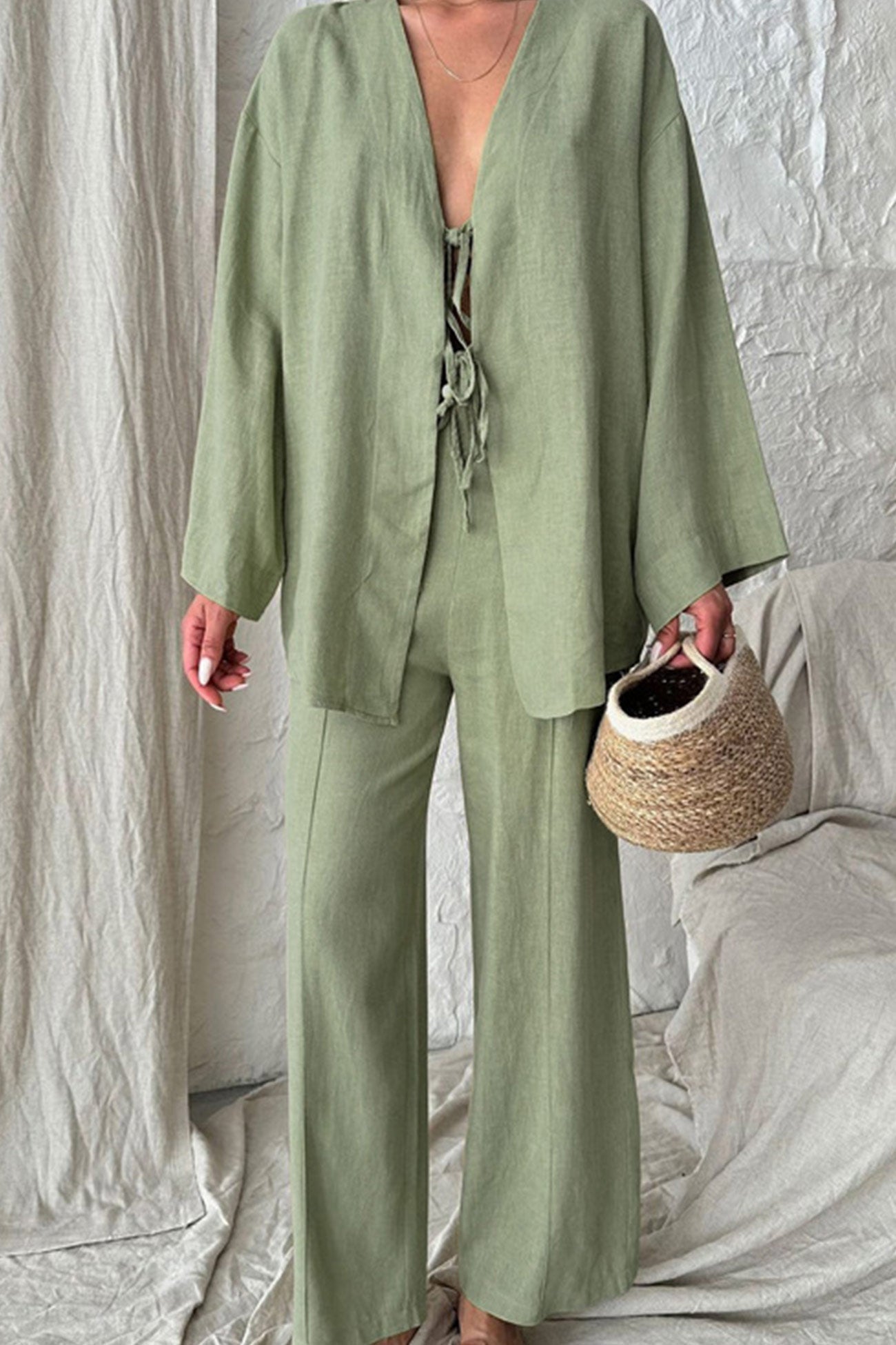 Barbara® | Long-sleeved shirt made of cotton with a lace-up front