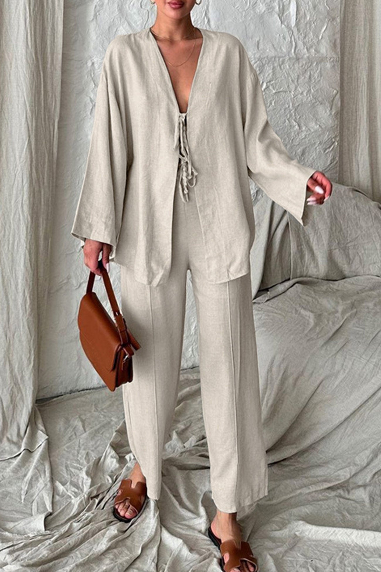 Barbara® | Long-sleeved shirt made of cotton with a lace-up front