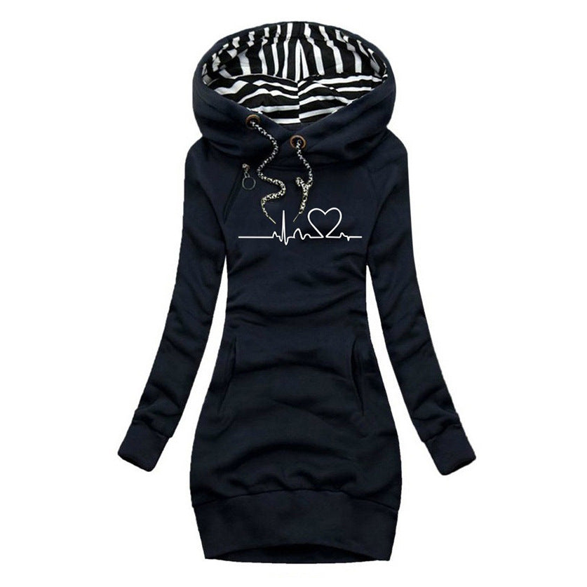 Diana | Sweater dress printed heart motif comfortable trendy