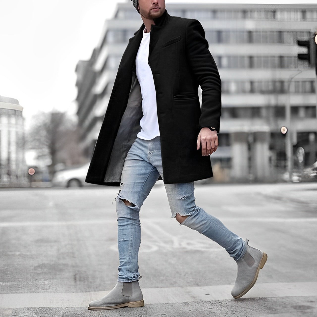 Teddy | Men's Slim-Fit Mid-Length Overcoat