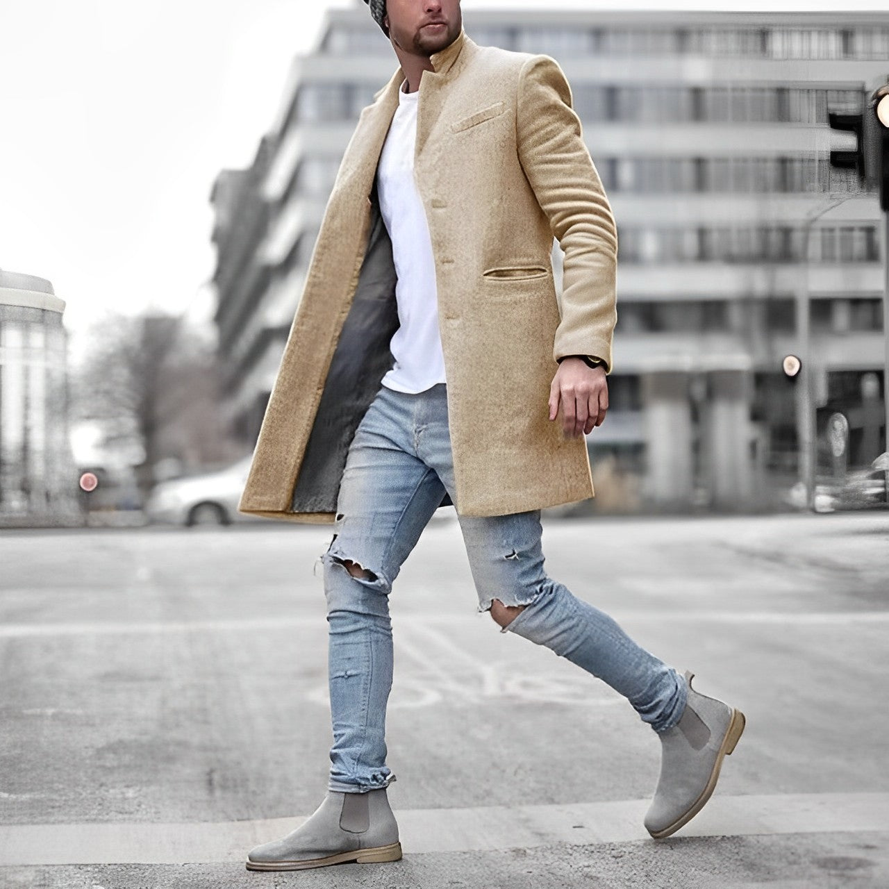 Teddy | Men's Slim-Fit Mid-Length Overcoat