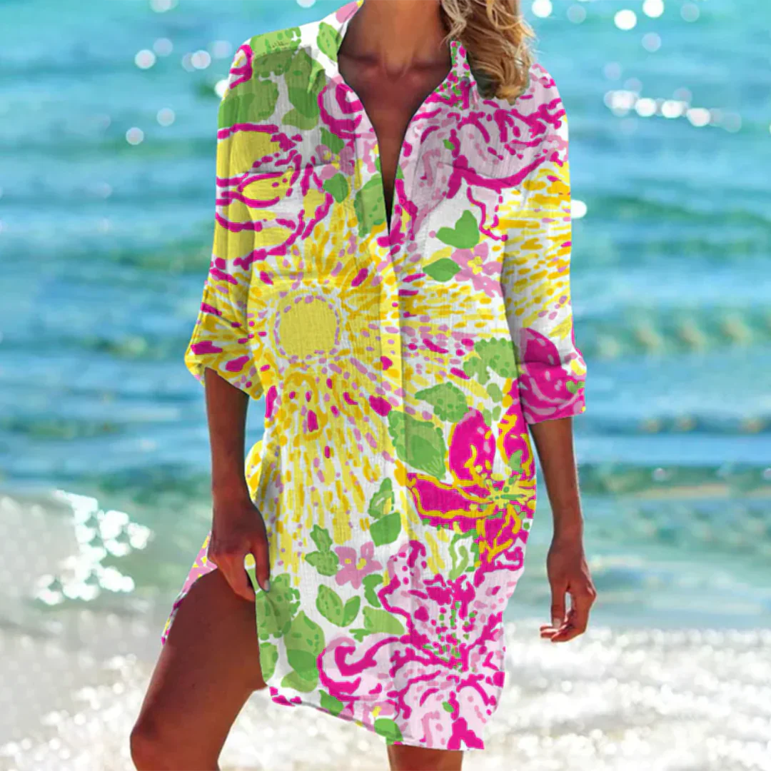 Silke | Stylish Tie-Dye Dress with Button Closure