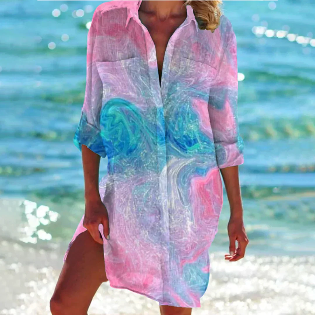 Silke | Stylish Tie-Dye Dress with Button Closure