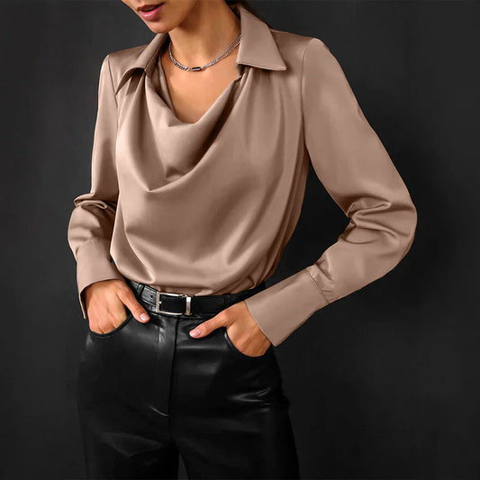 Araxie® | Satin Blouse With A Cowl Neckline