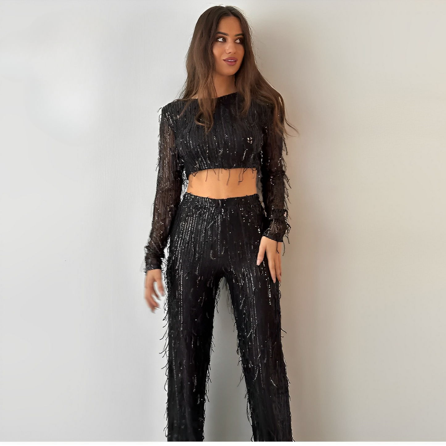Elena | Glamorous sequin crop top
