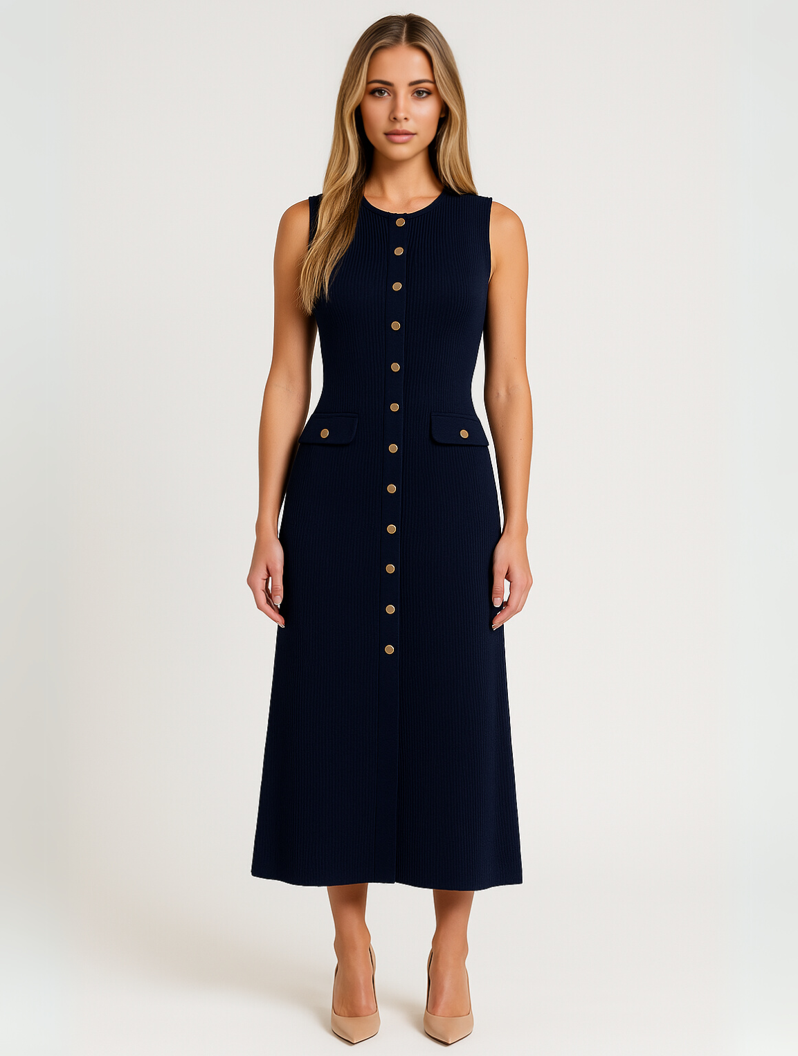 Marilyn | Stylish Midi Dress with Buttons