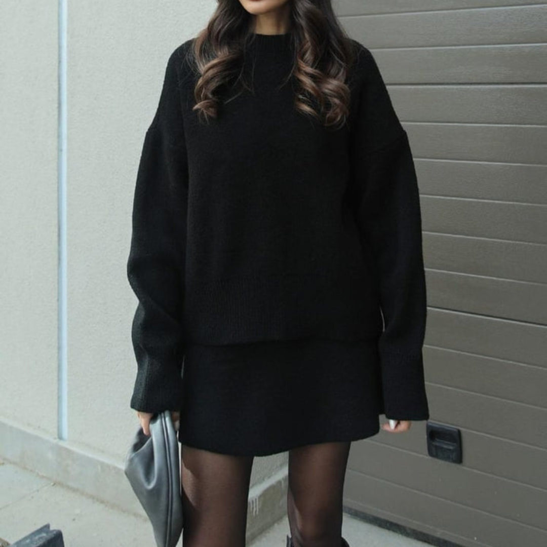 Dominique | Women's Oversized Mini Sweater Skirt Set