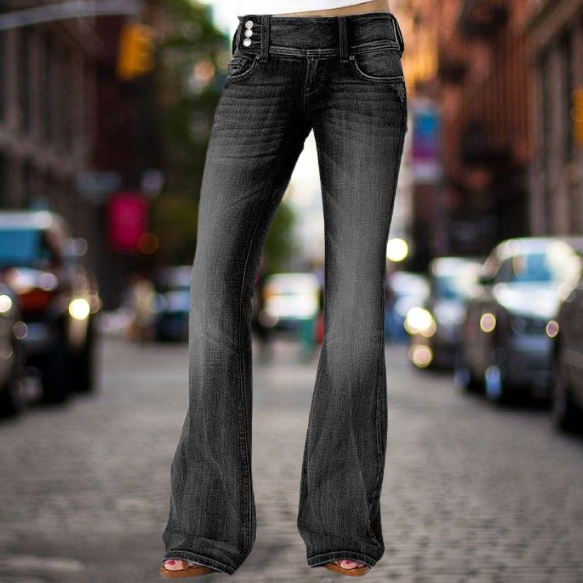 Ariana® | Elegance Classic Mid-Waist Jeans With Flair