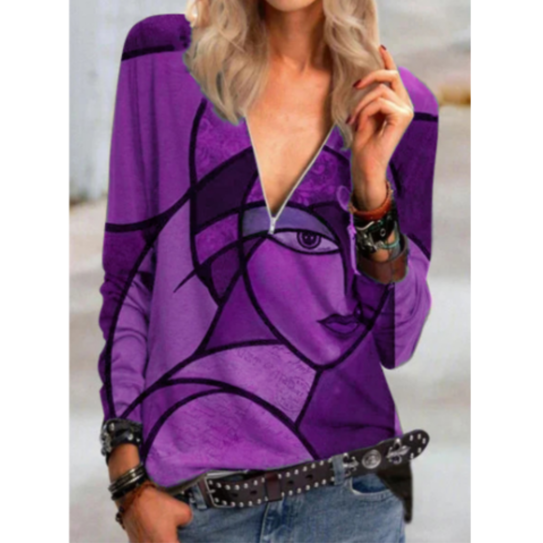Britney® | Stylish V-Neck Blouse With Abstract Print