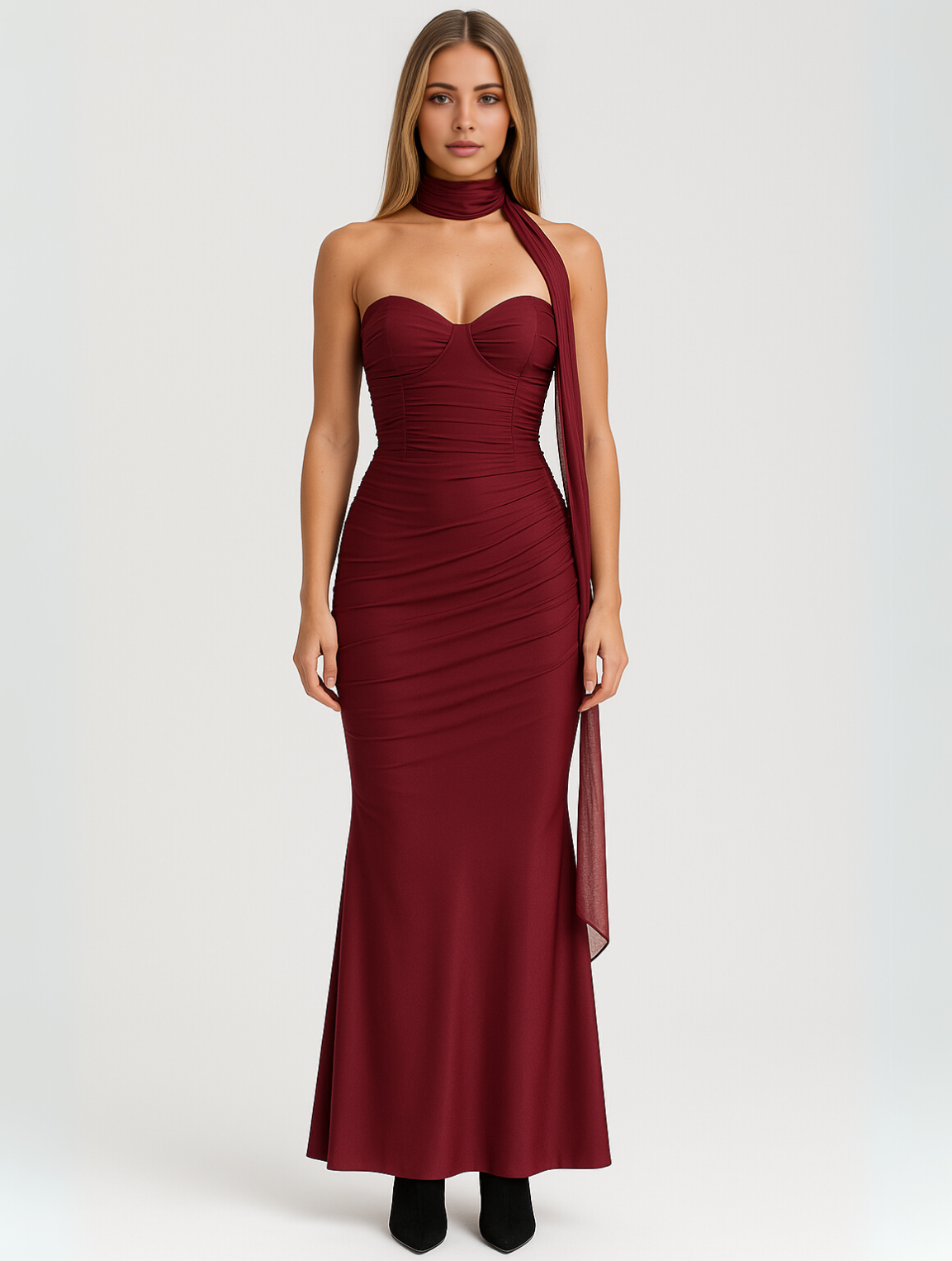 Phyllis | Elegant Strapless Choker Dress