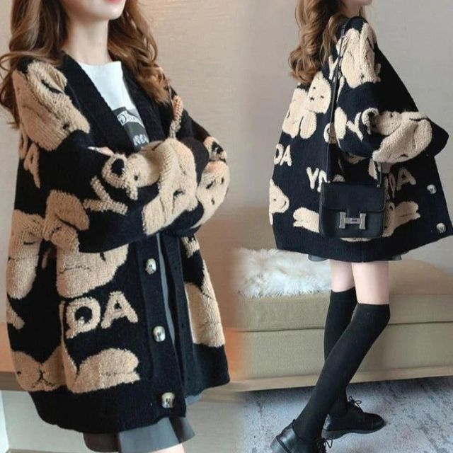 Ariana® | Chunky knit cardigan with unusual patterns