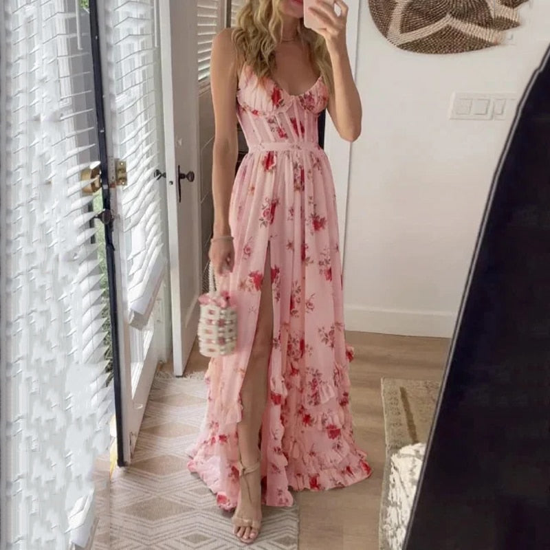Alessandra® | Long floral dress “Kyla” with a slit