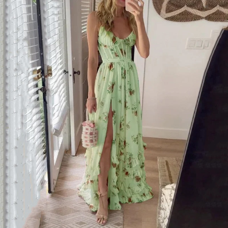 Brianna® | Long floral dress with slit