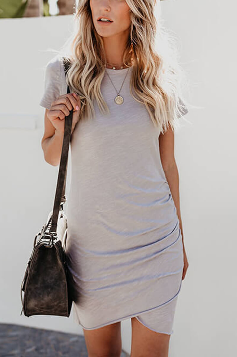 Carla® | Short-sleeved, figure-hugging mesh dress with ruffles